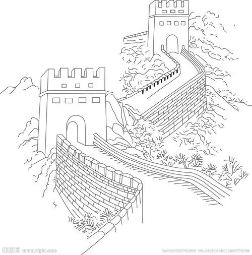 中国长城的简笔画图片