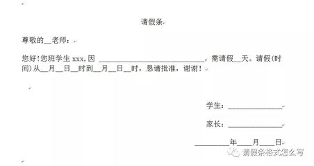 请假条怎么写格式