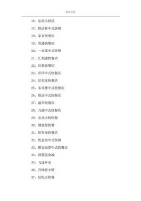 快餐店起名名字大全