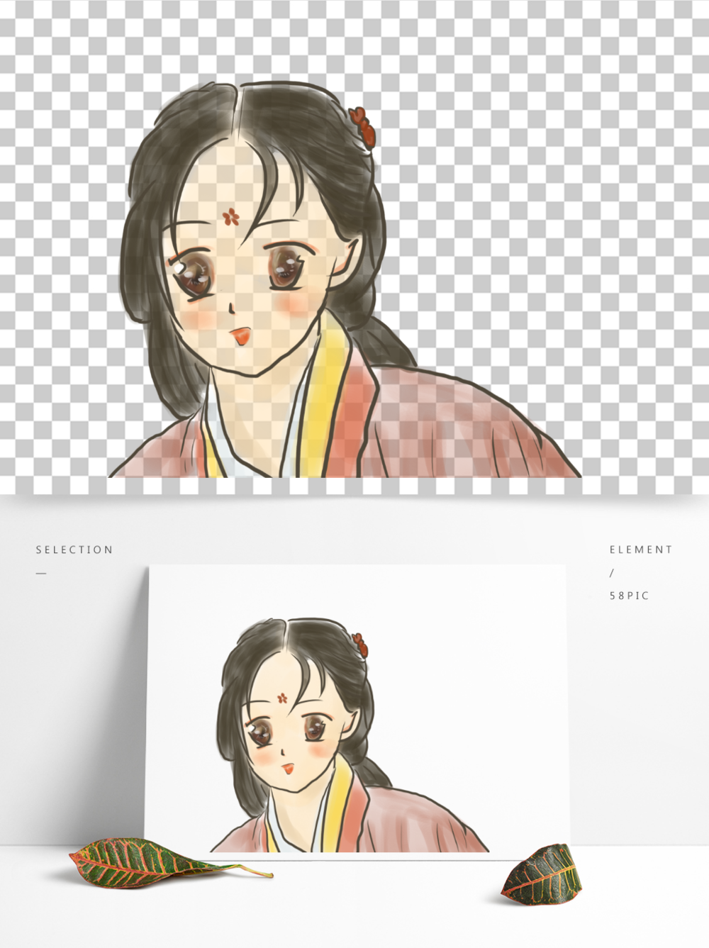 手绘古装可爱卡通动漫小女孩头像