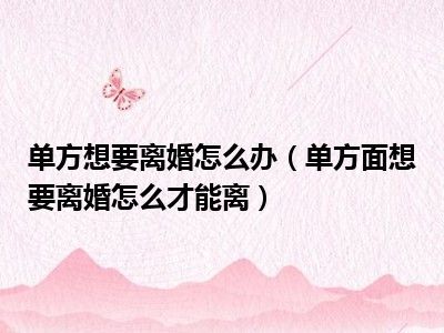 单方离婚怎么离