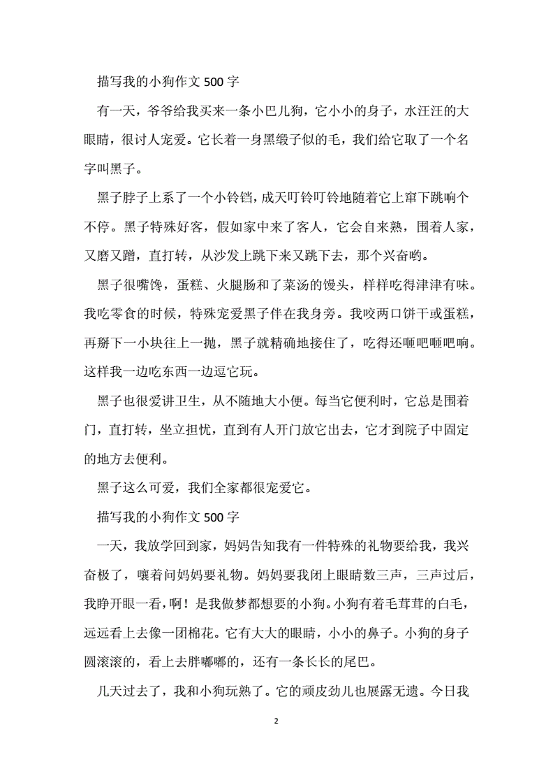 作文我和小狗500字作文怎么写