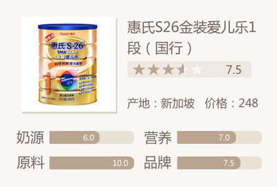 1段奶粉排行榜前十位