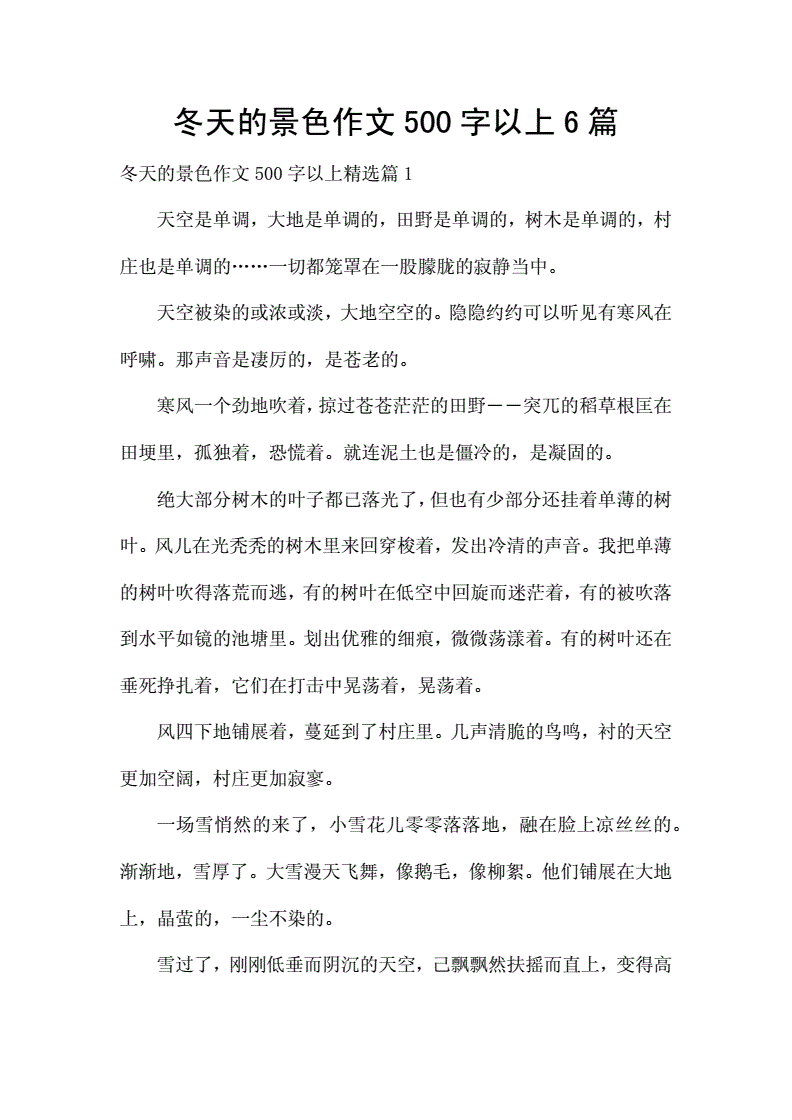 关于冬的500字作文怎么写