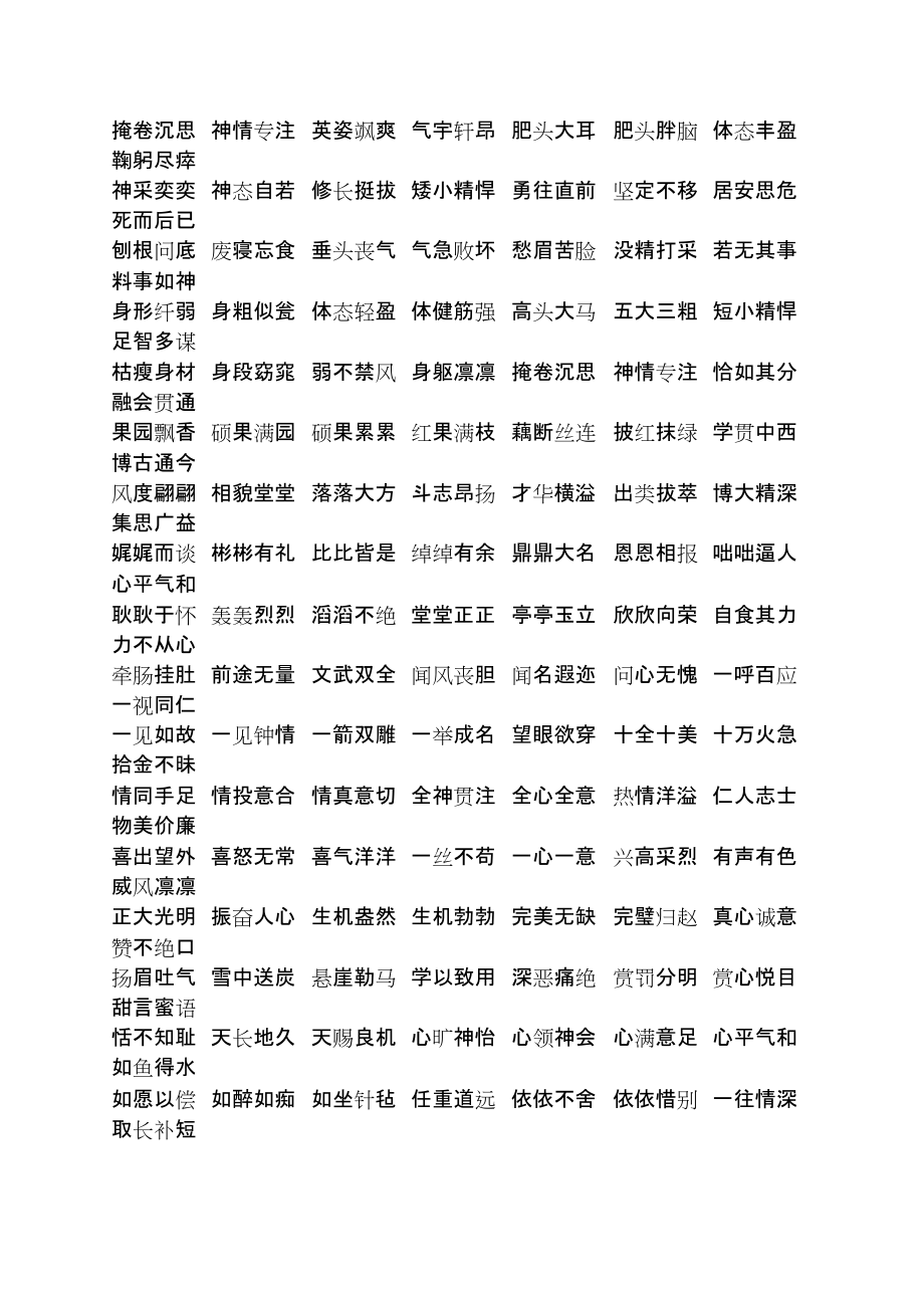 描写神态专注的四字词语