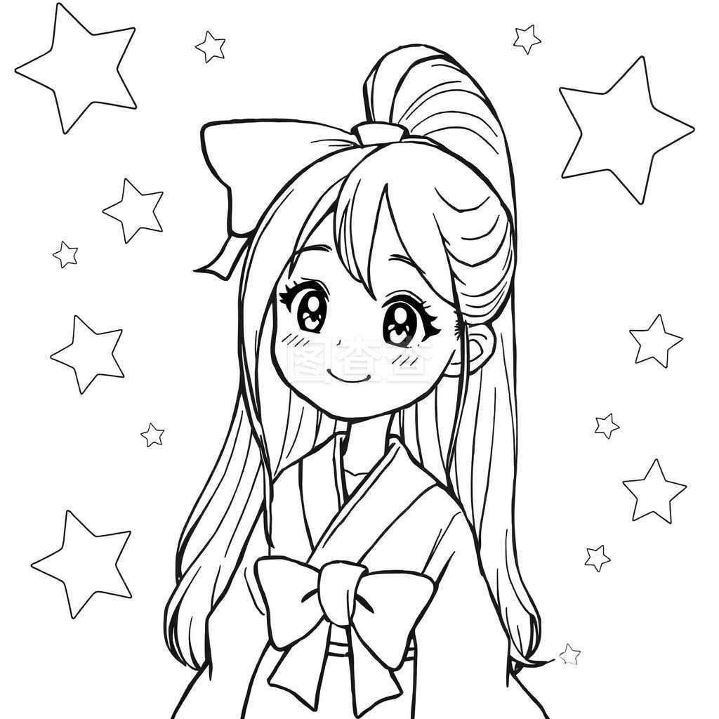 动漫美少女简笔画图片大全