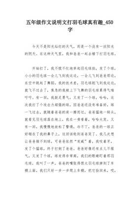 打羽毛球真有趣作文400